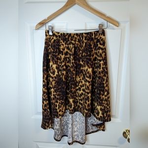 Say anything Brown leopard print hi low skater skirt NO SIZE TAG Y2K
